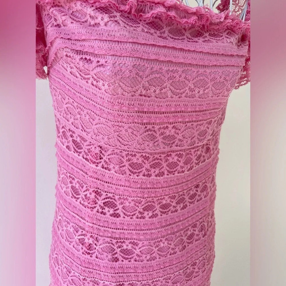 NWT likely Milaro midi Dress off shoulders bodycon lace in Pink Sugar size 2 - Picture 7 of 14